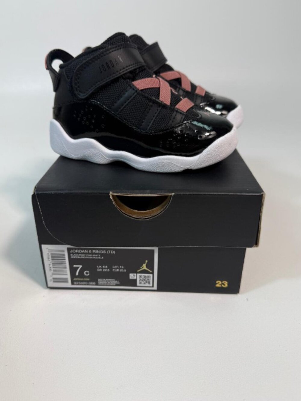 Nike Air Jordan 6 Rings (TD) Toddlers Size 7C Black/White/Rust Pink